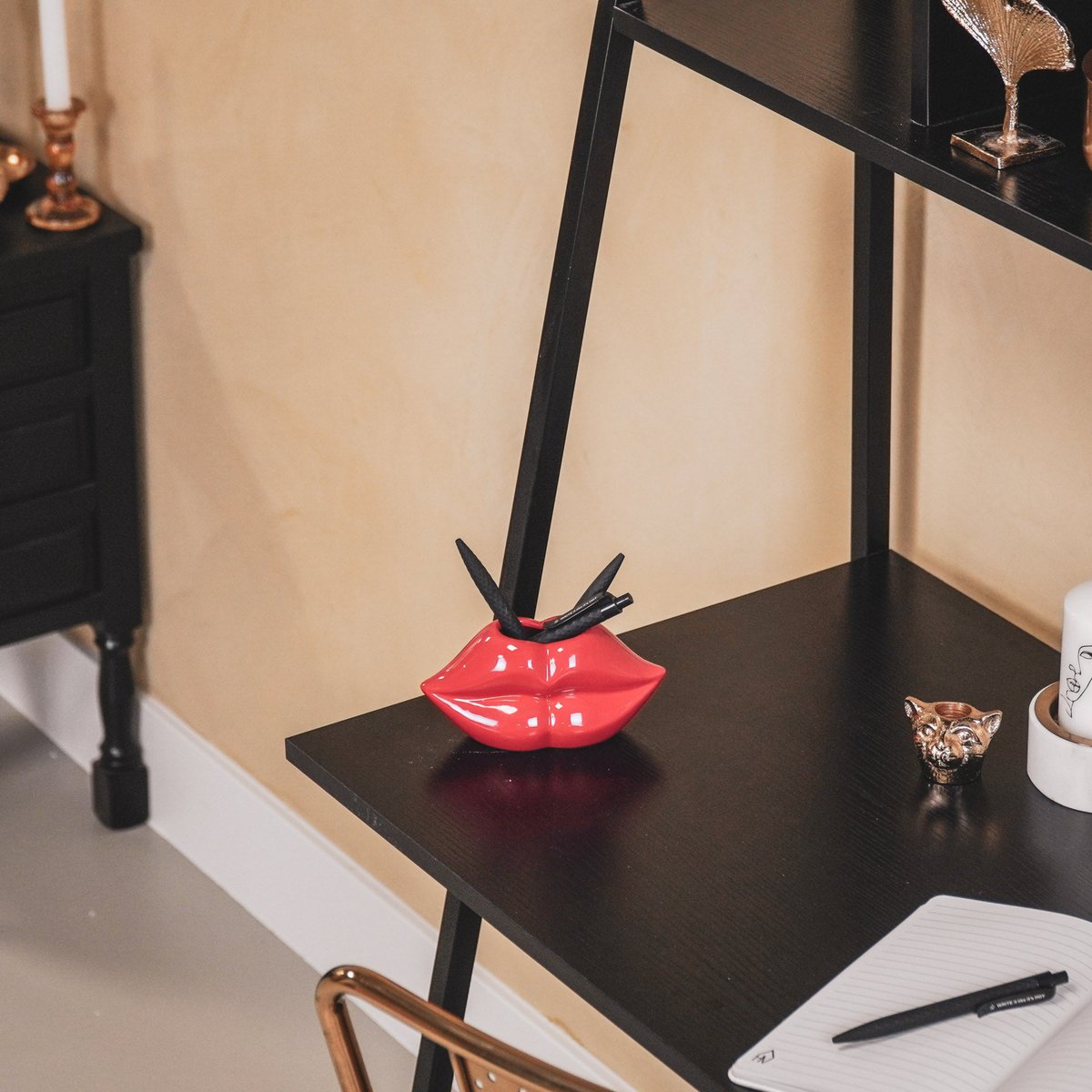 Pot - Lip - Keramiek - Rood - 15,5x6,5x7,5cm