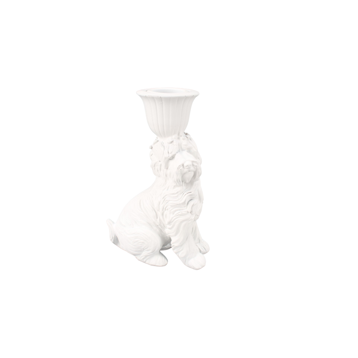 Kaarshouder - Labradoodle - Polyresin - Wit - 4x9x13cm