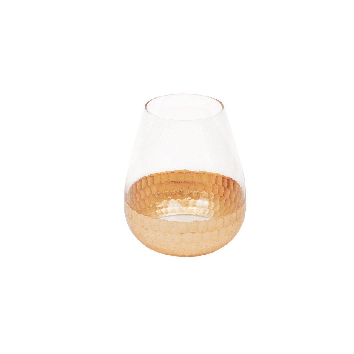 Vaas - Sparkle- Glas - Helder/Goud - 12,5x12,5x20,5cm