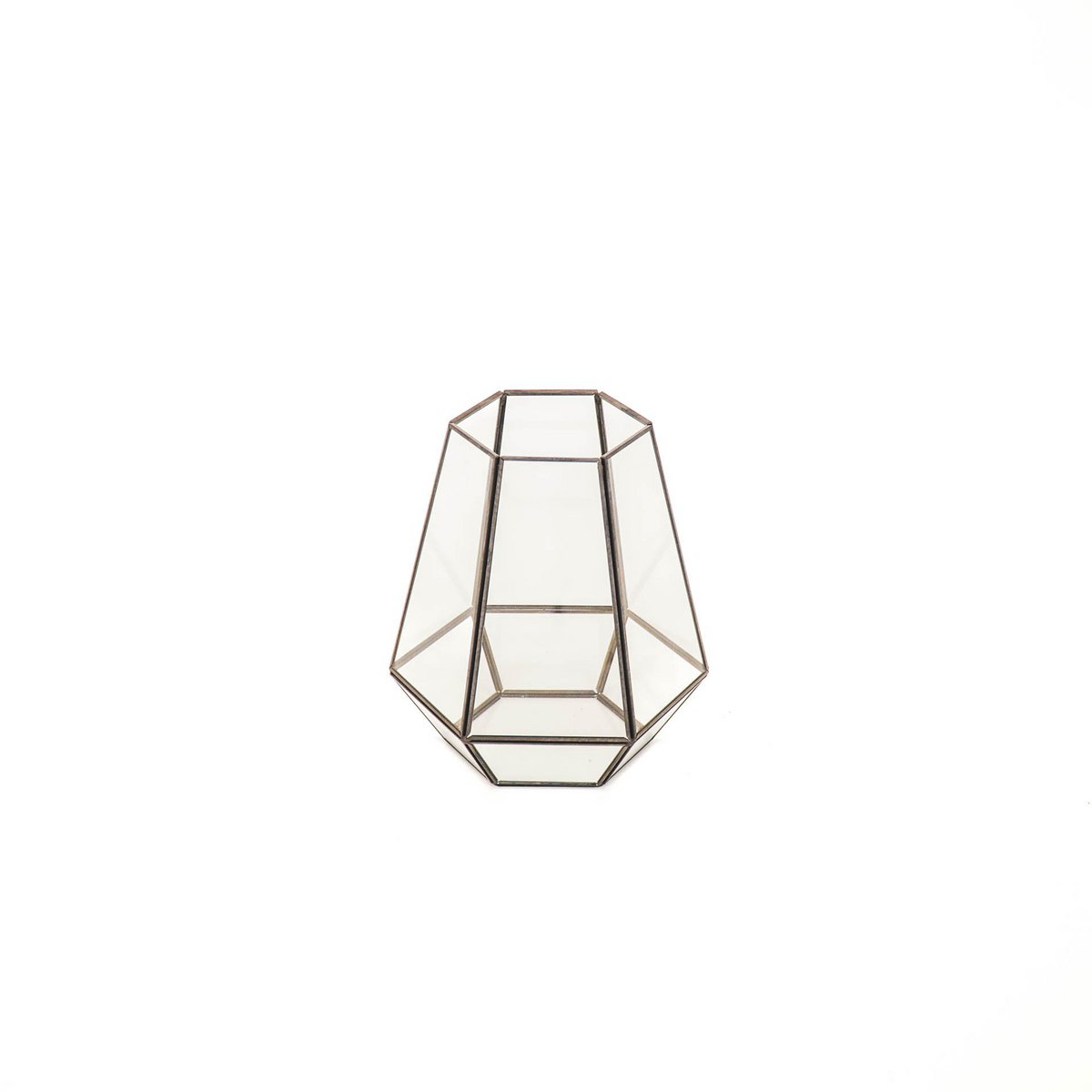Kaarshouder-Lantaarn - Metaal/Glas -Zwart- 24,5x24,5x30cm