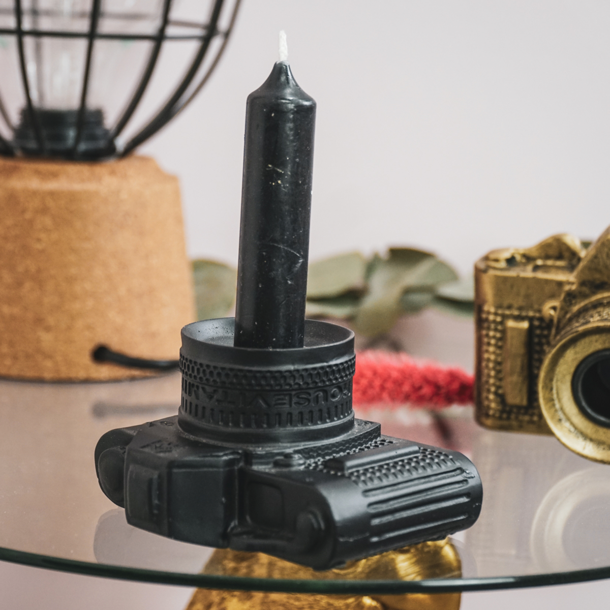 Kaarshouder - Camera - Polyresin - Zwart - 11x7x6cm