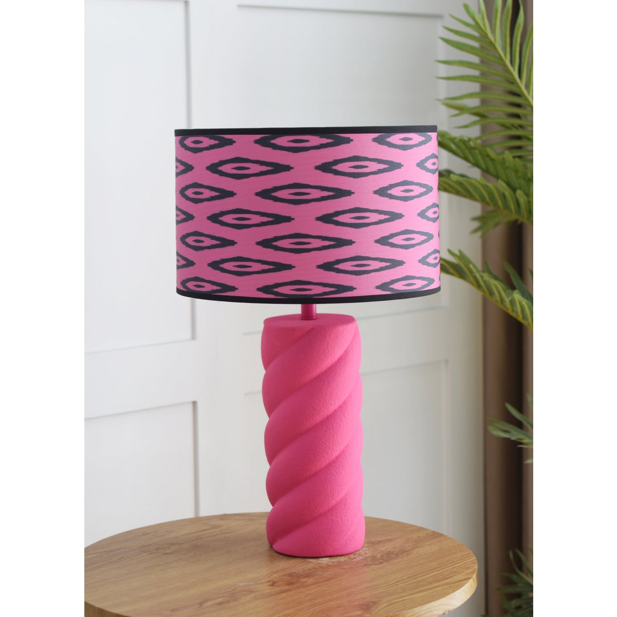 Tafellamp - Twisted Candy - Keramiek - Roze -E27- 12x12x28cm