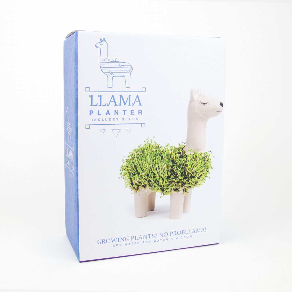 Gift Republic Llama Plantenbak met zaden (steengoed)
