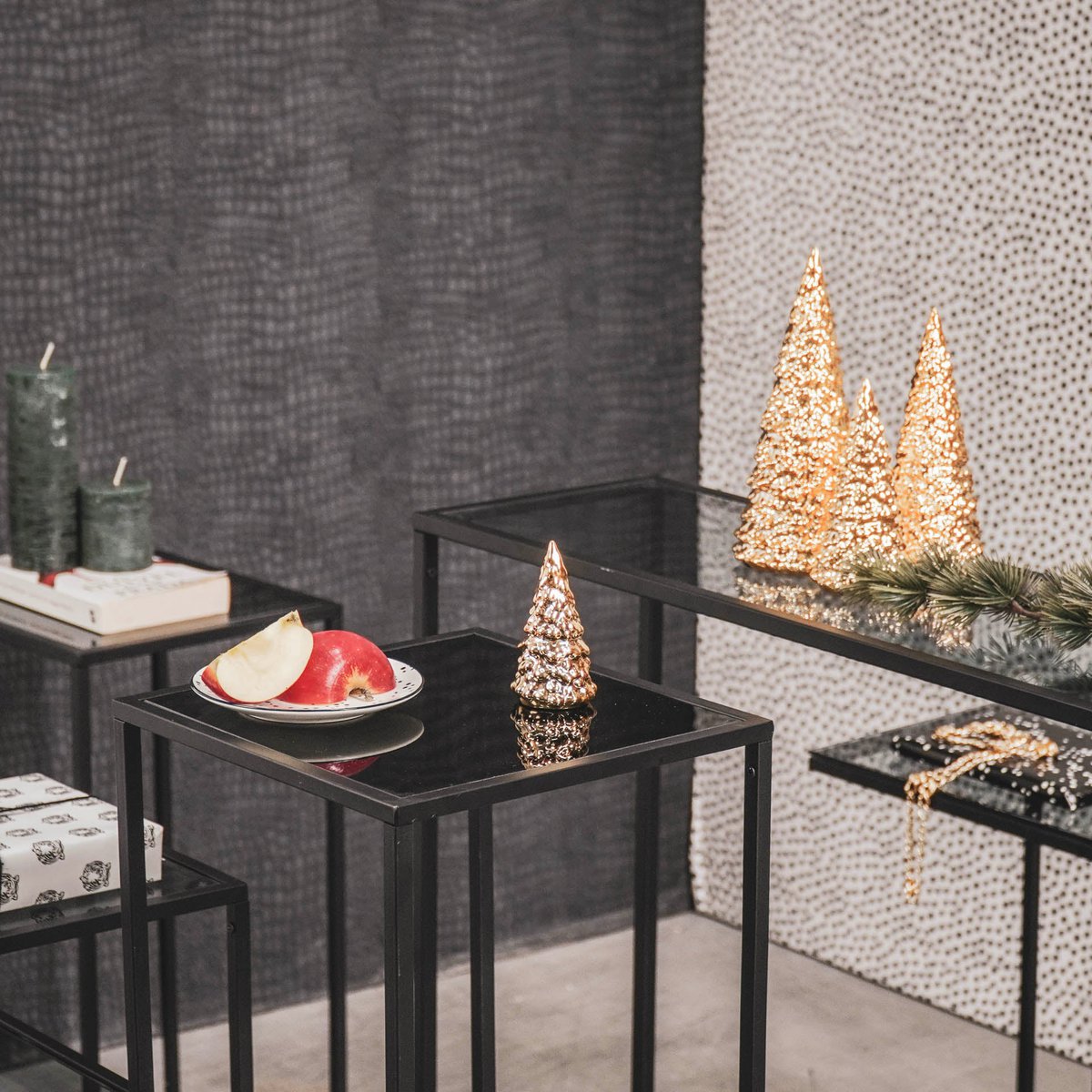 Ornament - Kerstboom - Keramiek - Goud - 5x5x11cm