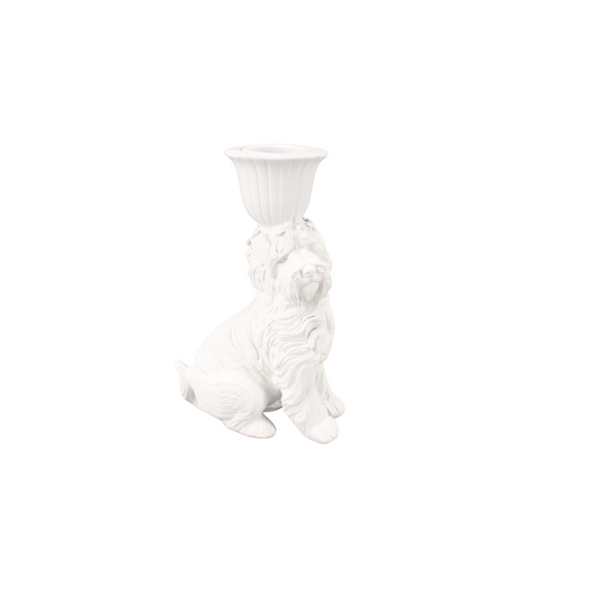 Kaarshouder - Labradoodle - Polyresin - Wit - 4x9x13cm