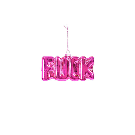 Ornament Kersthanger Fuck - Roze - Glas - 4,5x3,5x7,5cm