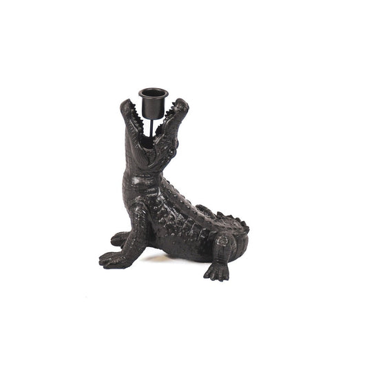 Kaarshouder - Krokodil - Polyresin - Zwart - 15x18x12cm