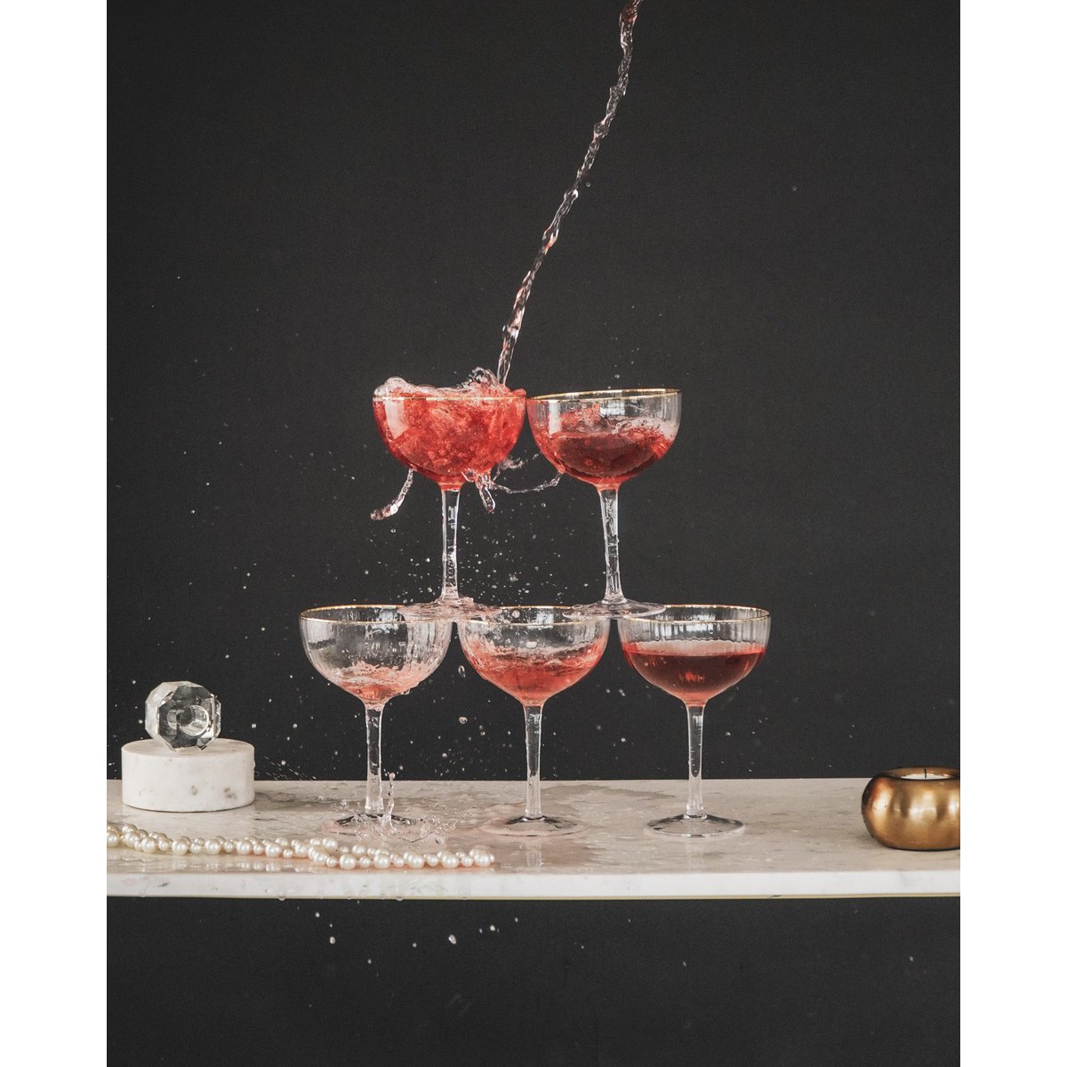 Glaswerk - Champagne - Glas - Helder/Goud - S2 -11x11x15cm
