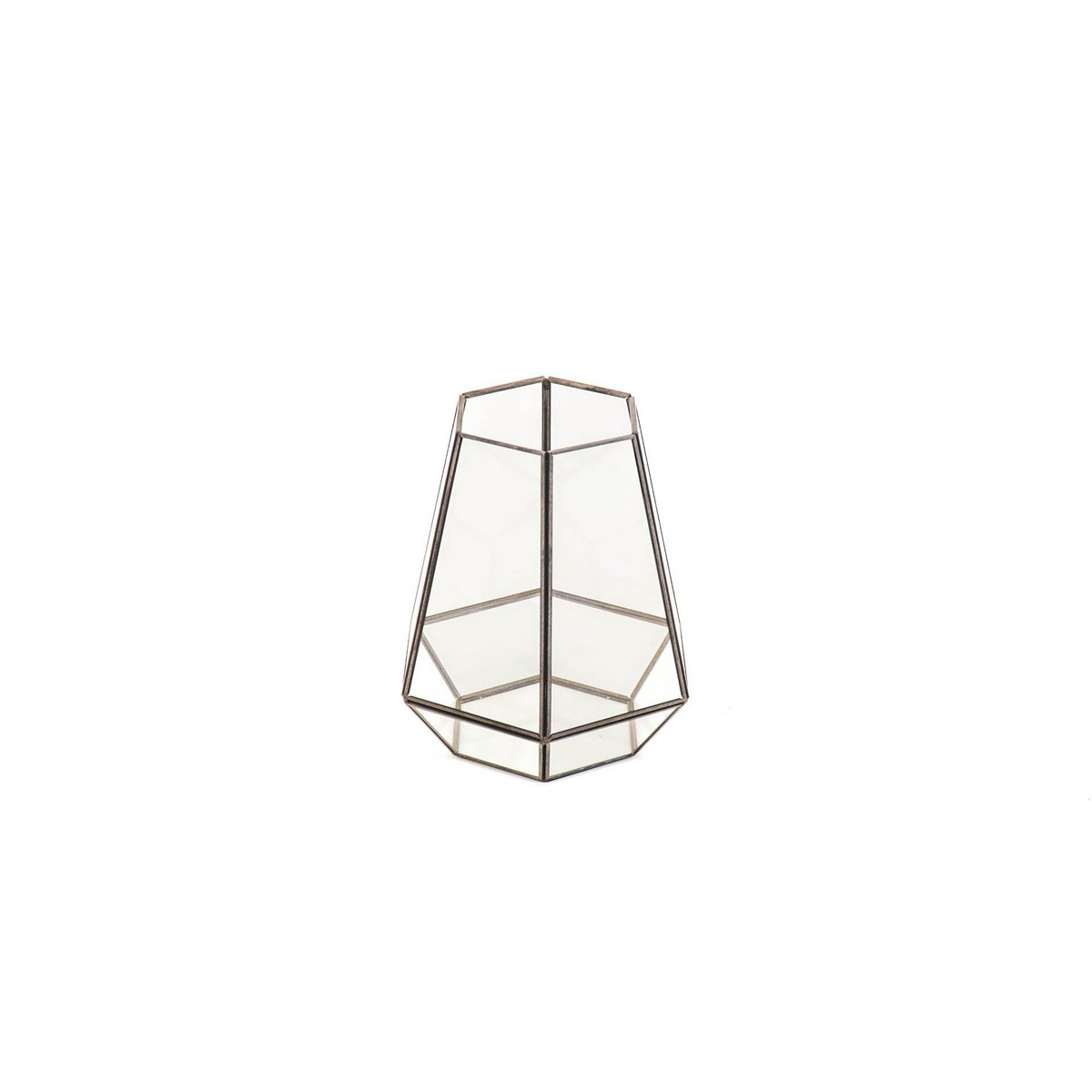 Kaarshouder-Lantaarn - Metaal/Glas -Zwart- 24,5x24,5x30cm