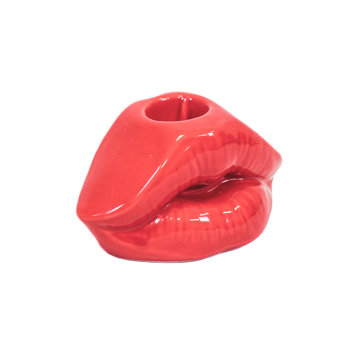 Kaarshouder - Lip - Keramiek - Rood - 10,5x6,5x5,5cm