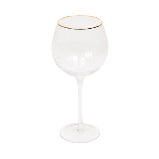 Glaswerk - Wijnglas - Helder/Goud - Set van 2 - 8,5x8,5x21cm