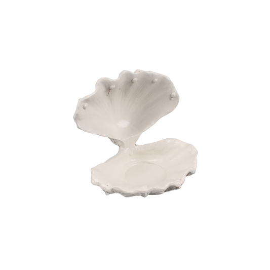 Ornament - Schelp/Oester - Polyresin - Zand - 12,5x11,5x12cm