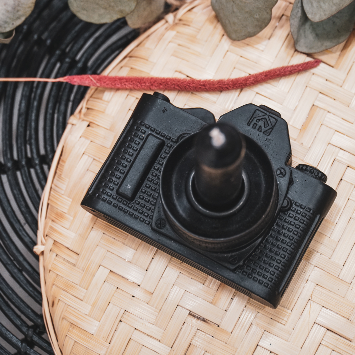 Kaarshouder - Camera - Polyresin - Zwart - 11x7x6cm