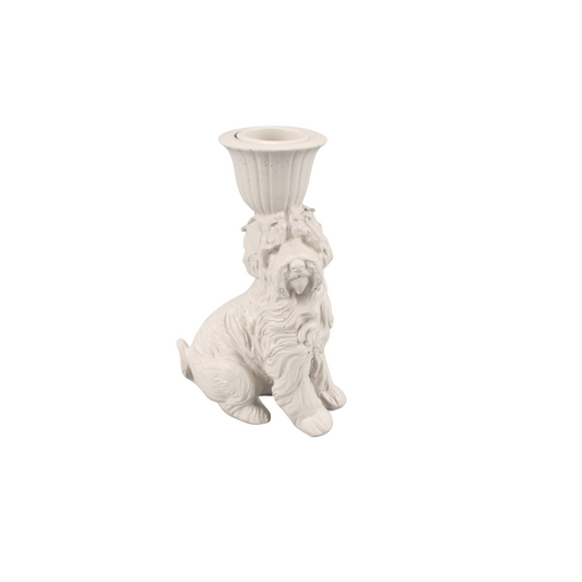 Kaarshouder - Labradoodle - Polyresin - Zand - 4x9x13cm