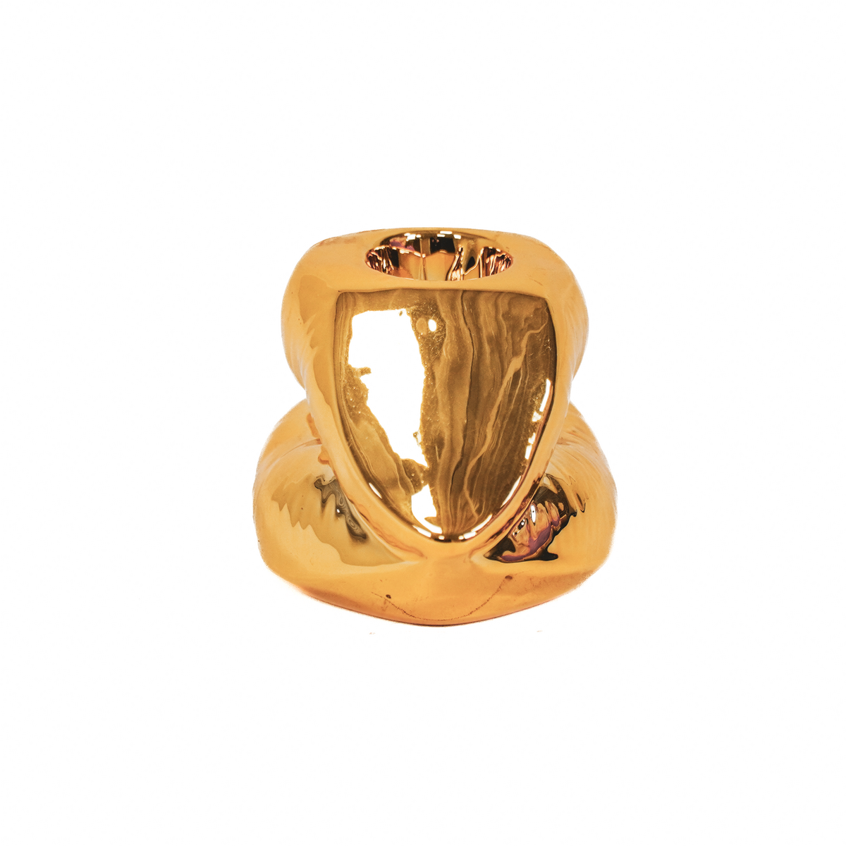 Kaarshouder - Lip - Keramiek - Goud - 10,5x6,5x5,5cm
