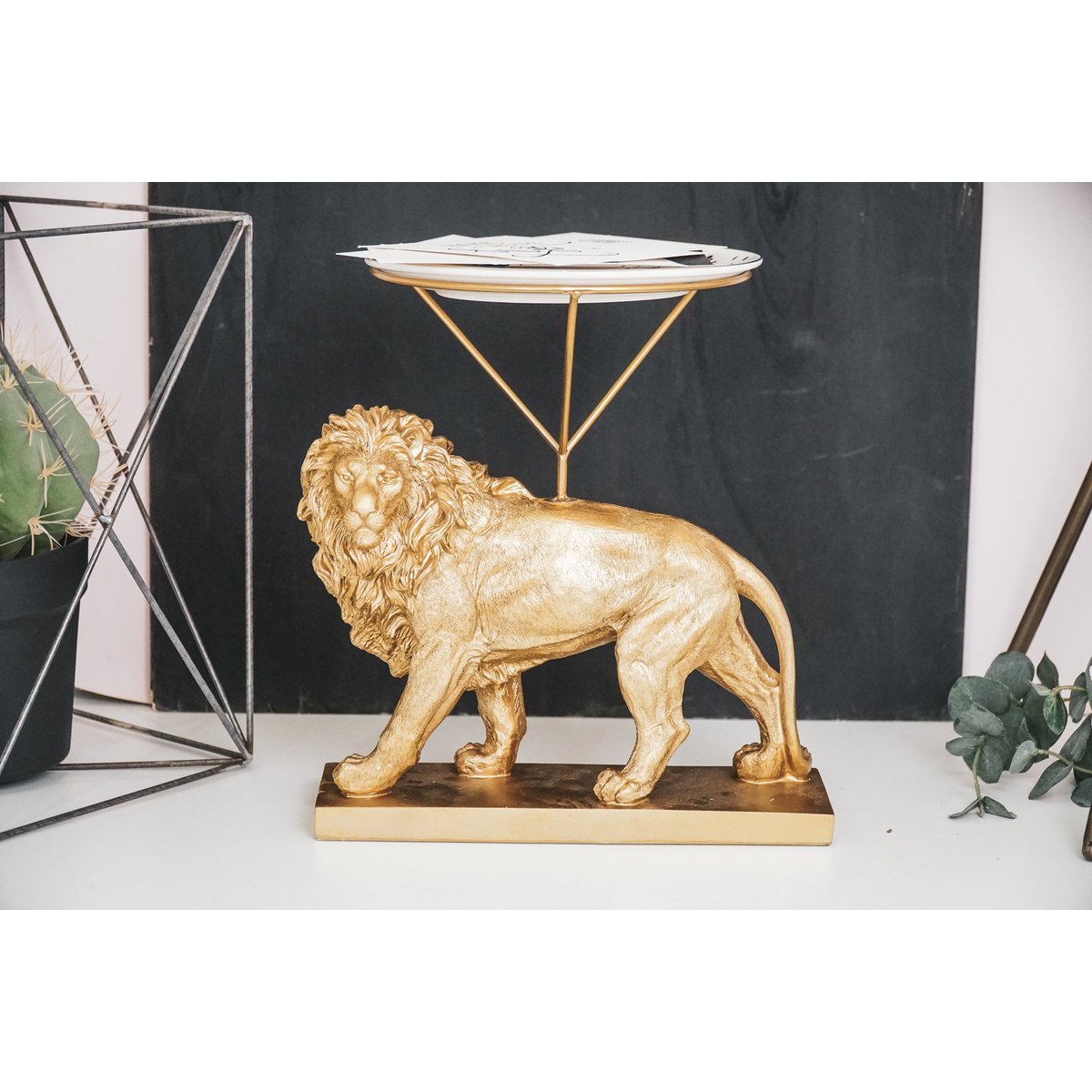 Bordenhouder - Leeuw - Polyresin/Metaal - Goud - 20x30x27cm