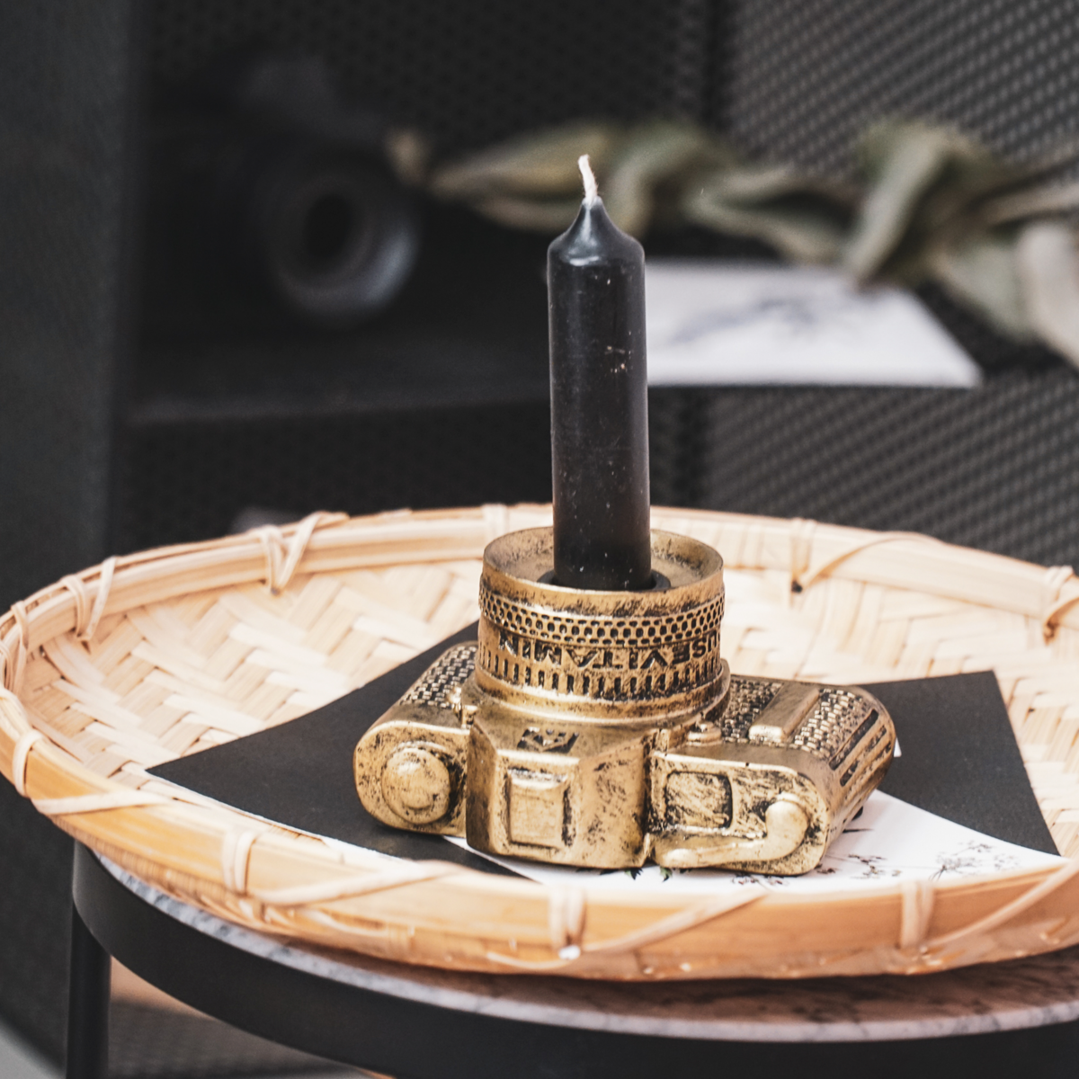 Kaarshouder - Camera - Polyresin - Goud - 11x7x6cm