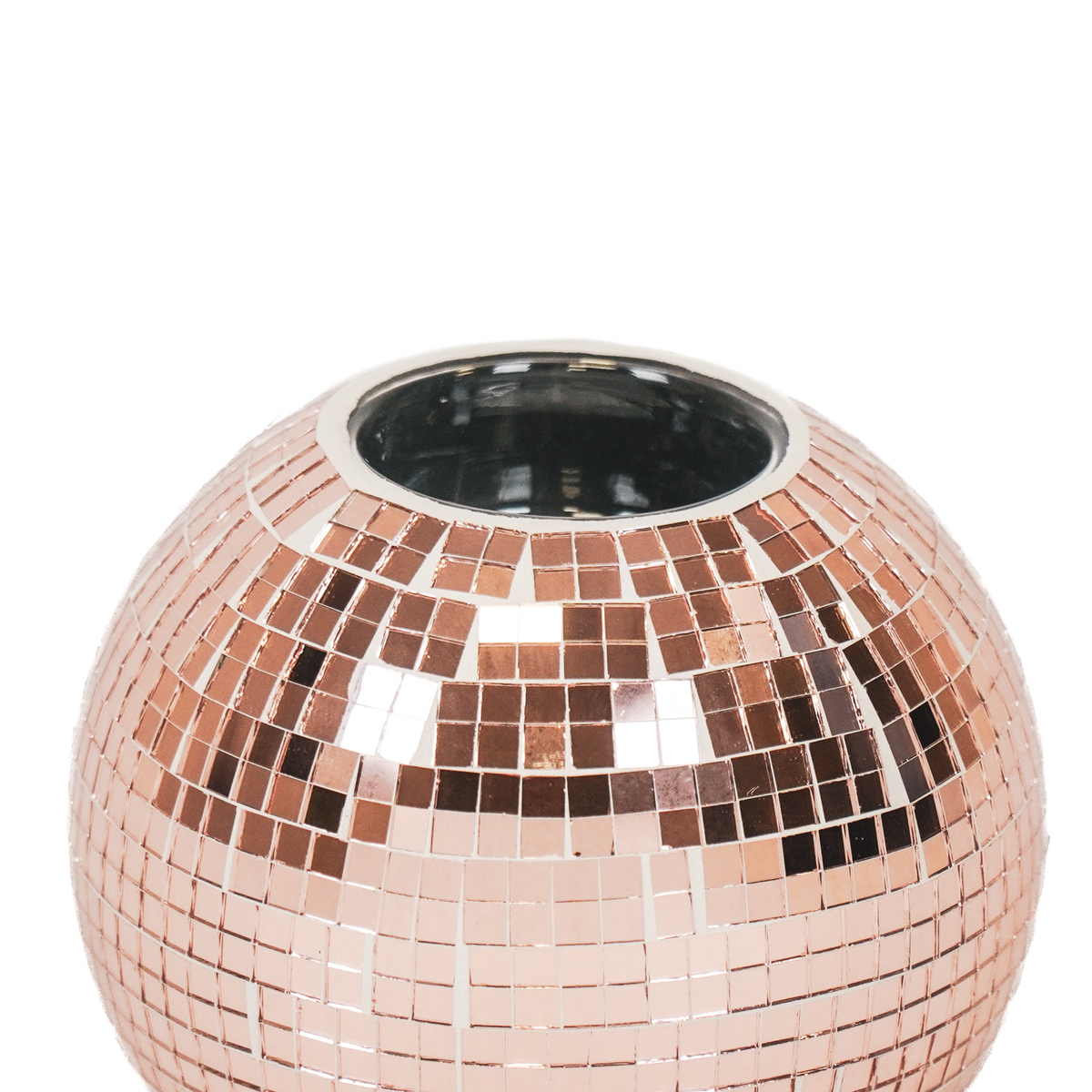 Kaarshouder - Theelichtje - Disco - Glas - Rose Goud - 12x10cm
