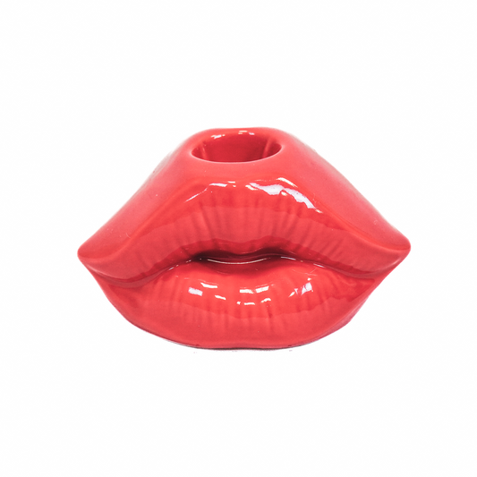 Kaarshouder - Lip - Keramiek - Rood - 10,5x6,5x5,5cm