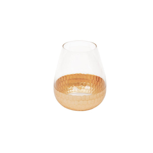 Vaas - Sparkle- Glas - Helder/Goud - 12,5x12,5x20,5cm