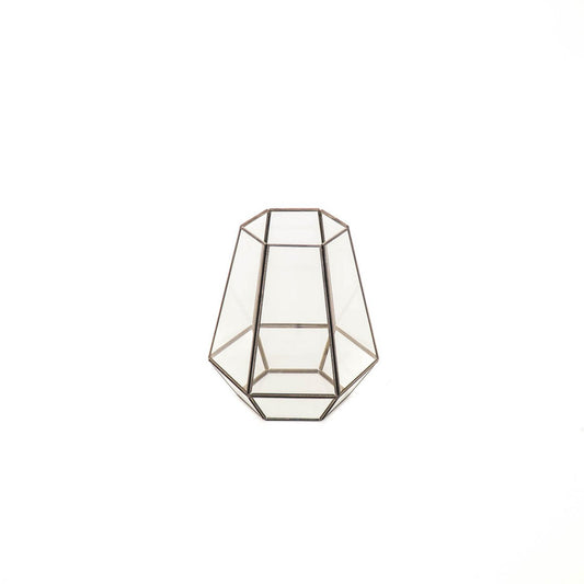 Kaarshouder-Lantaarn - Metaal/Glas -Zwart- 24,5x24,5x30cm