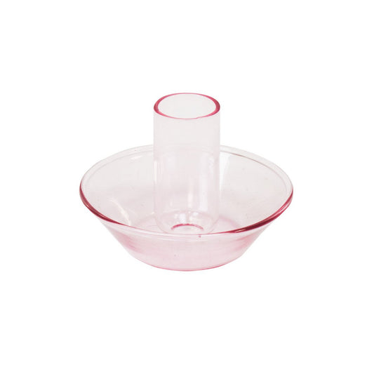 Kaarshouder - Glas - Roze - 9,5x9,5x7cm