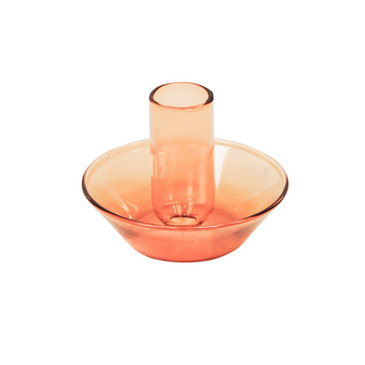 Kaarshouder - Glas - Bruin/Oranje - 9,5x9,5x7cm
