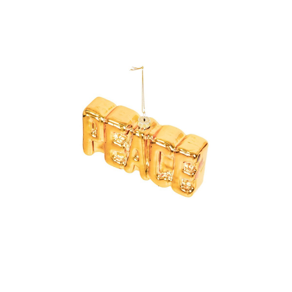 Ornament Kersthanger PEACE - Goud - Glas - 14,5x3,5x7,5cm